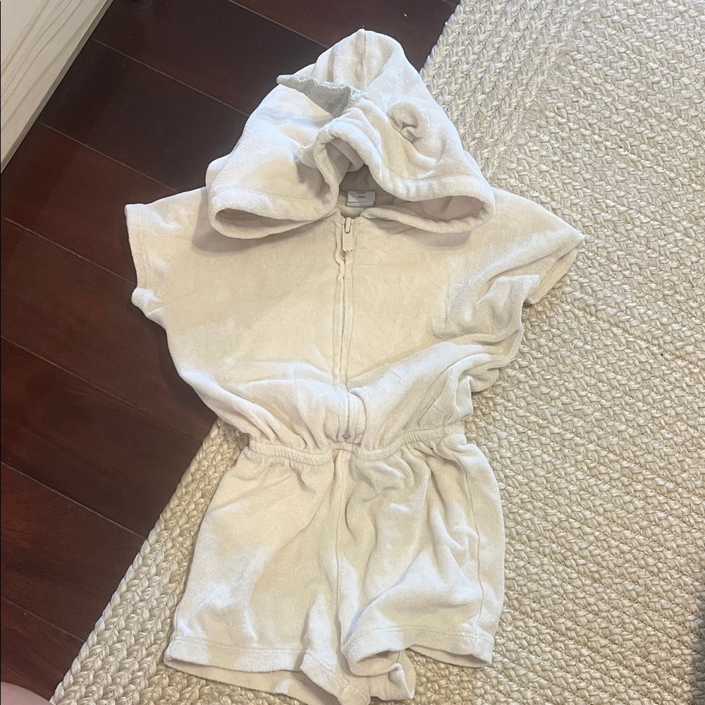 Cozy Cream unicorn Hooded Romper
